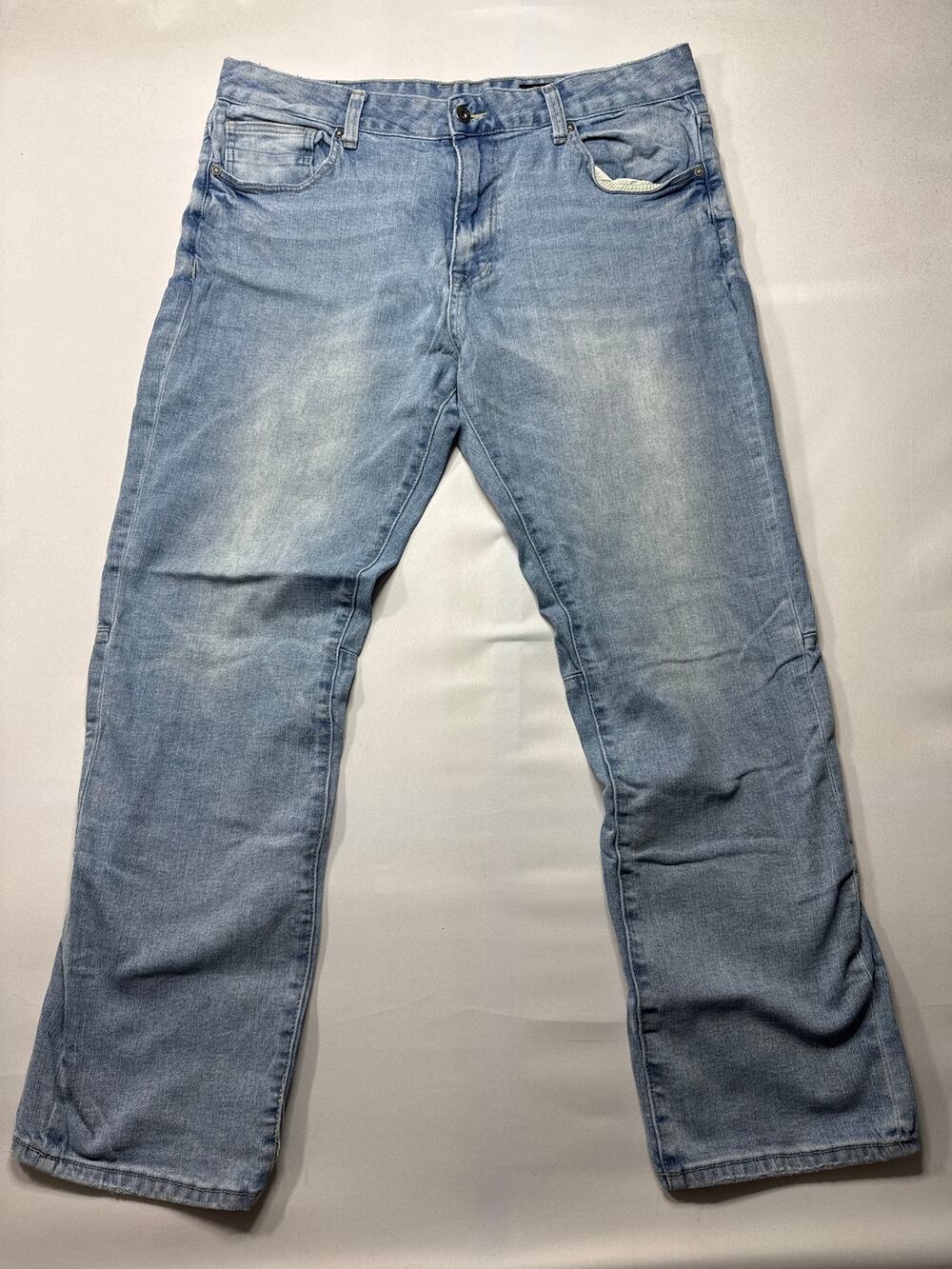 Smoke Rise Men's Straight Leg Stretch Light Wash Blue Jeans - 40x34 (39x32)